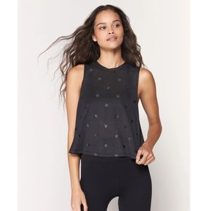 Spiritual Gangster Heart Print Black Cropped Tank (med)